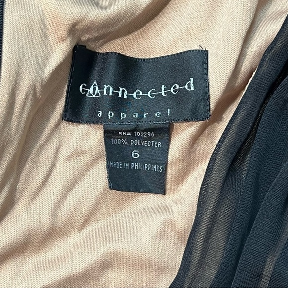 Connected Apparel Black Tulle Midi Dress Sleeveless V-Neck Party Evening Size‎ 6 - Picture 6 of 6